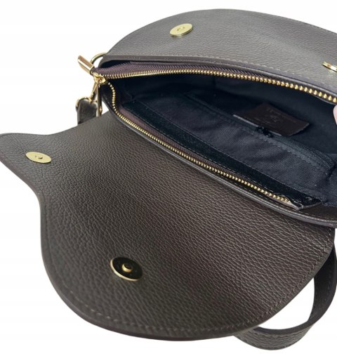 Czekoladowa torebka crossbody skóra naturalna licowa z klapą Laura Biaggi Czekoladowa torebka crossbody skóra naturalna licowa z klapą Laura Biaggi