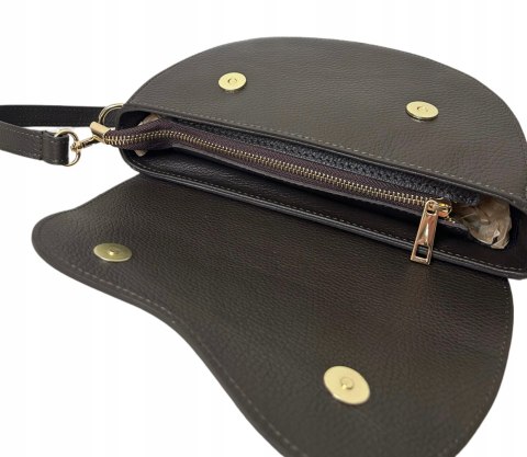 Czekoladowa torebka crossbody skóra naturalna licowa z klapą Laura Biaggi Czekoladowa torebka crossbody skóra naturalna licowa z klapą Laura Biaggi