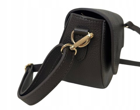 Czekoladowa torebka crossbody skóra naturalna licowa z klapą Laura Biaggi Czekoladowa torebka crossbody skóra naturalna licowa z klapą Laura Biaggi