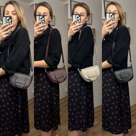 Torebka listonoszka beżowa crossbody skóra naturalna licowa Vera Pelle Torebka listonoszka beżowa crossbody skóra naturalna licowa Vera Pelle
