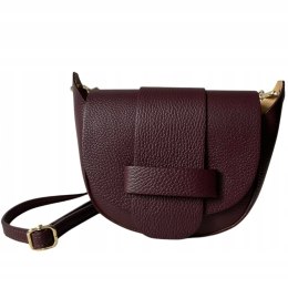 Torebka listonoszka bordowa crossbody skóra naturalna licowa Vera Pelle