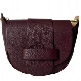 Torebka listonoszka bordowa crossbody skóra naturalna licowa Vera Pelle