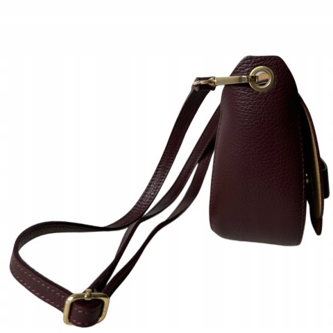 Torebka listonoszka bordowa crossbody skóra naturalna licowa Vera Pelle Torebka listonoszka bordowa crossbody skóra naturalna licowa Vera Pelle