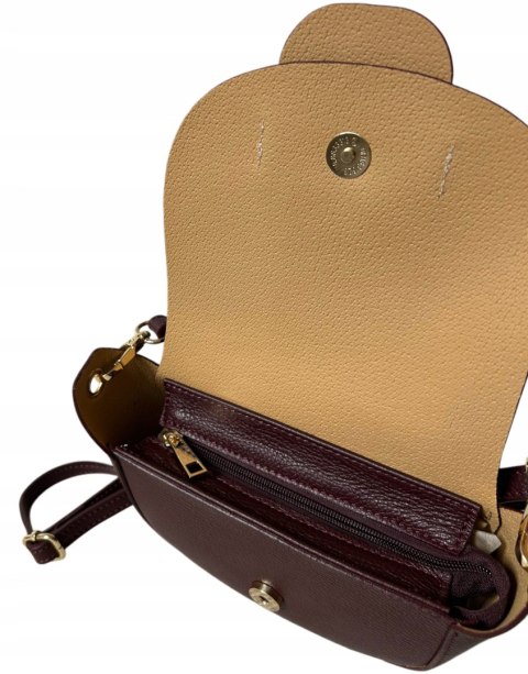 Torebka listonoszka bordowa crossbody skóra naturalna licowa Vera Pelle Torebka listonoszka bordowa crossbody skóra naturalna licowa Vera Pelle