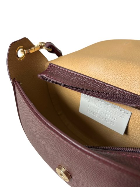 Torebka listonoszka bordowa crossbody skóra naturalna licowa Vera Pelle Torebka listonoszka bordowa crossbody skóra naturalna licowa Vera Pelle