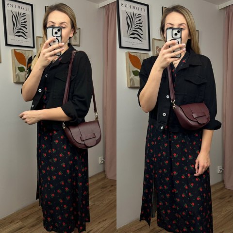 Torebka listonoszka bordowa crossbody skóra naturalna licowa Vera Pelle Torebka listonoszka bordowa crossbody skóra naturalna licowa Vera Pelle