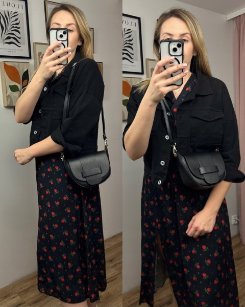 Torebka listonoszka czarna crossbody skóra naturalna licowa Vera Pelle Torebka listonoszka czarna crossbody skóra naturalna licowa Vera Pelle