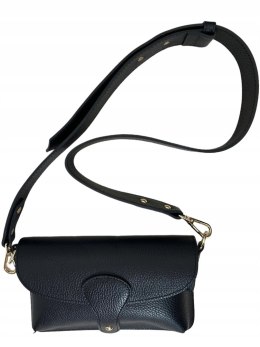 Torebka listonoszka skóra naturalna licowa czarna crossbody Vera Pelle