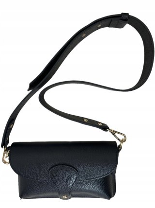Torebka listonoszka skóra naturalna licowa czarna crossbody Vera Pelle