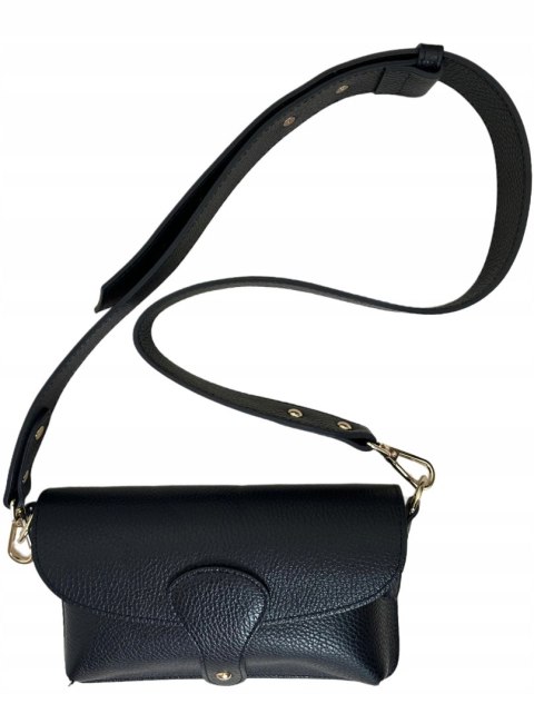 Torebka listonoszka skóra naturalna licowa czarna crossbody Vera Pelle Torebka listonoszka skóra naturalna licowa czarna crossbody Vera Pelle