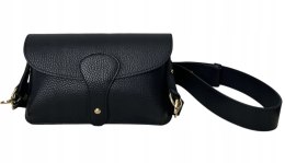 Torebka listonoszka skóra naturalna licowa czarna crossbody Vera Pelle