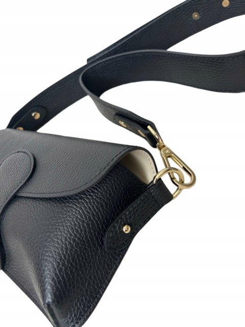 Torebka listonoszka skóra naturalna licowa czarna crossbody Vera Pelle Torebka listonoszka skóra naturalna licowa czarna crossbody Vera Pelle
