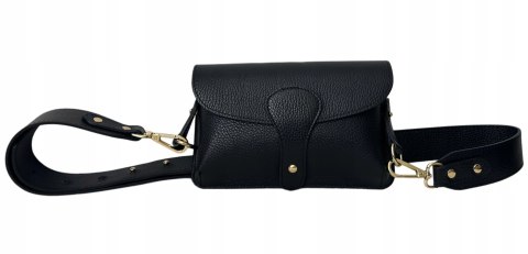 Torebka listonoszka skóra naturalna licowa czarna crossbody Vera Pelle Torebka listonoszka skóra naturalna licowa czarna crossbody Vera Pelle