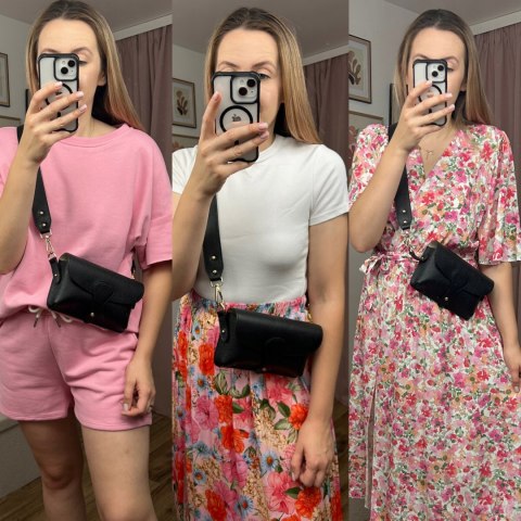Torebka listonoszka skóra naturalna licowa czarna crossbody Vera Pelle Torebka listonoszka skóra naturalna licowa czarna crossbody Vera Pelle