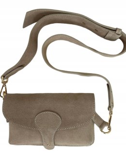 Torebka listonoszka skóra naturalna zamszowa beżowa crossbody Vera Pelle