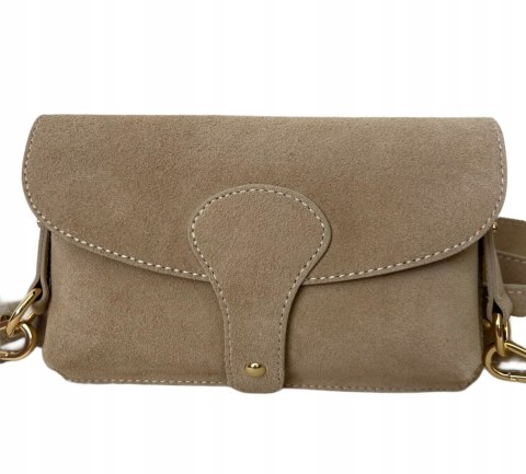 Torebka listonoszka skóra naturalna zamszowa beżowa crossbody Vera Pelle Torebka listonoszka skóra naturalna zamszowa beżowa crossbody Vera Pelle