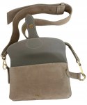Torebka listonoszka skóra naturalna zamszowa beżowa crossbody Vera Pelle