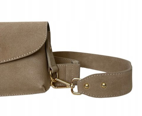 Torebka listonoszka skóra naturalna zamszowa beżowa crossbody Vera Pelle Torebka listonoszka skóra naturalna zamszowa beżowa crossbody Vera Pelle