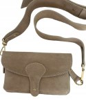 Torebka listonoszka skóra naturalna zamszowa beżowa crossbody Vera Pelle