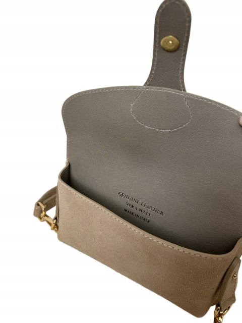 Torebka listonoszka skóra naturalna zamszowa beżowa crossbody Vera Pelle Torebka listonoszka skóra naturalna zamszowa beżowa crossbody Vera Pelle