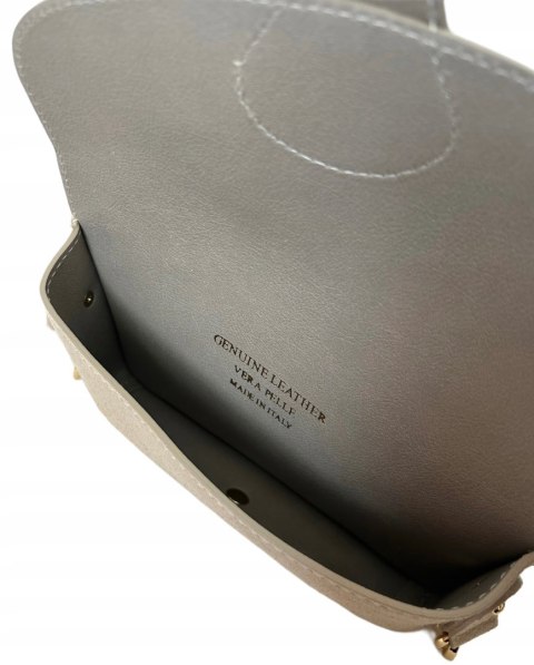 Torebka listonoszka skóra naturalna zamszowa beżowa crossbody Vera Pelle Torebka listonoszka skóra naturalna zamszowa beżowa crossbody Vera Pelle