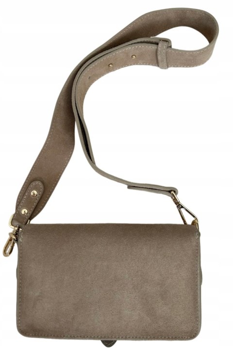 Torebka listonoszka skóra naturalna zamszowa beżowa crossbody Vera Pelle Torebka listonoszka skóra naturalna zamszowa beżowa crossbody Vera Pelle
