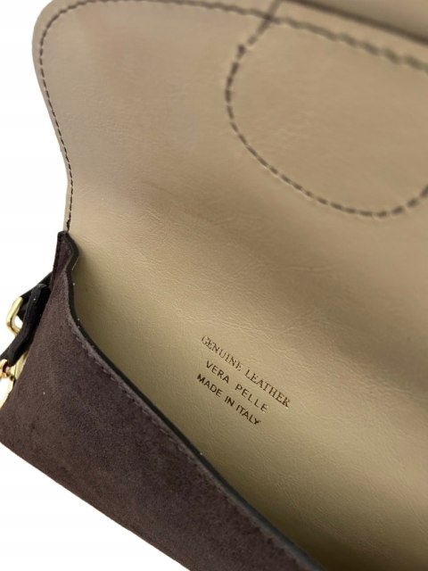 Torebka listonoszka skóra naturalna zamszowa brązowa crossbody Vera Pelle Torebka listonoszka skóra naturalna zamszowa brązowa crossbody Vera Pelle