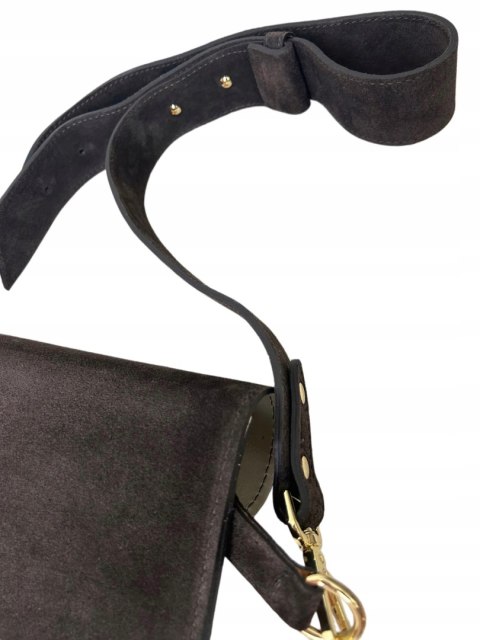 Torebka listonoszka skóra naturalna zamszowa brązowa crossbody Vera Pelle Torebka listonoszka skóra naturalna zamszowa brązowa crossbody Vera Pelle