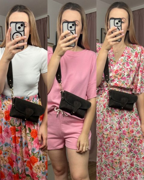 Torebka listonoszka skóra naturalna zamszowa brązowa crossbody Vera Pelle Torebka listonoszka skóra naturalna zamszowa brązowa crossbody Vera Pelle