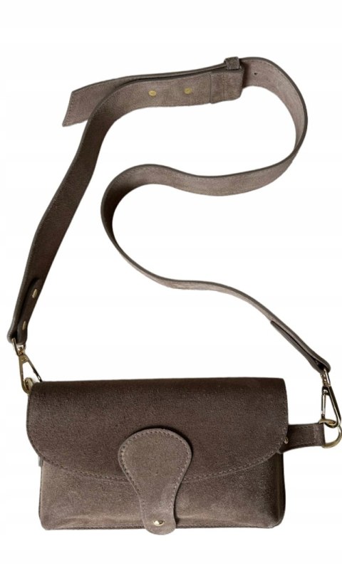 Torebka listonoszka skóra naturalna zamszowa mocha crossbody Vera Pelle Torebka listonoszka skóra naturalna zamszowa mocha crossbody Vera Pelle