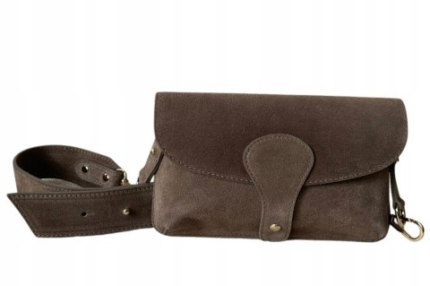 Torebka listonoszka skóra naturalna zamszowa mocha crossbody Vera Pelle Torebka listonoszka skóra naturalna zamszowa mocha crossbody Vera Pelle