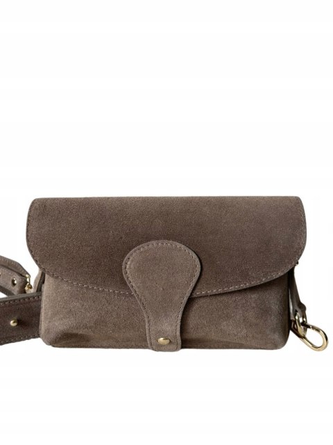 Torebka listonoszka skóra naturalna zamszowa mocha crossbody Vera Pelle Torebka listonoszka skóra naturalna zamszowa mocha crossbody Vera Pelle