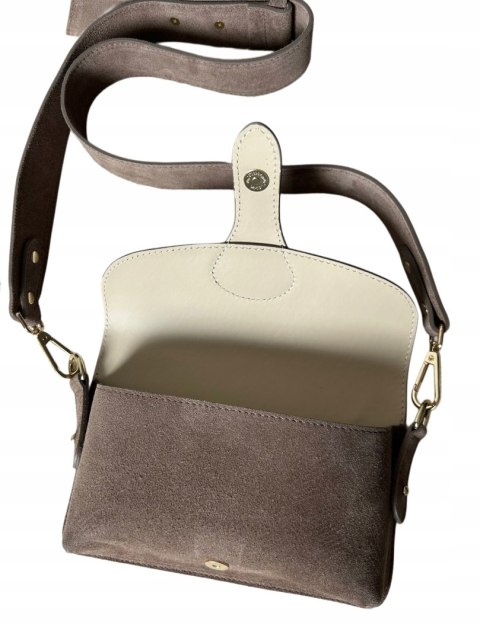 Torebka listonoszka skóra naturalna zamszowa mocha crossbody Vera Pelle Torebka listonoszka skóra naturalna zamszowa mocha crossbody Vera Pelle