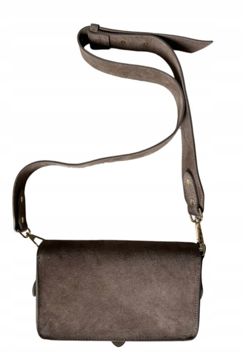 Torebka listonoszka skóra naturalna zamszowa mocha crossbody Vera Pelle Torebka listonoszka skóra naturalna zamszowa mocha crossbody Vera Pelle