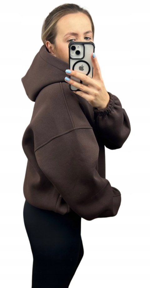 Bluza oversize bawełniana z kapturem czekoladowa Millagro- SPECIAL EDITION