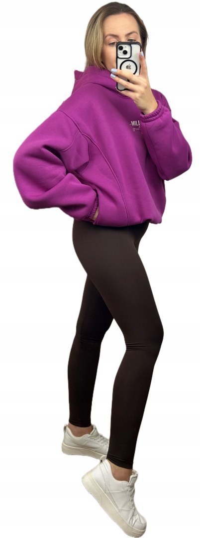 Bluza oversize bawełniana z kapturem fioletowa Millagro- SPECIAL EDITION