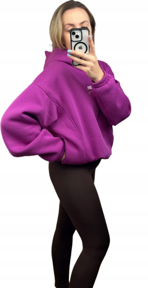 Bluza oversize bawełniana z kapturem fioletowa Millagro- SPECIAL EDITION