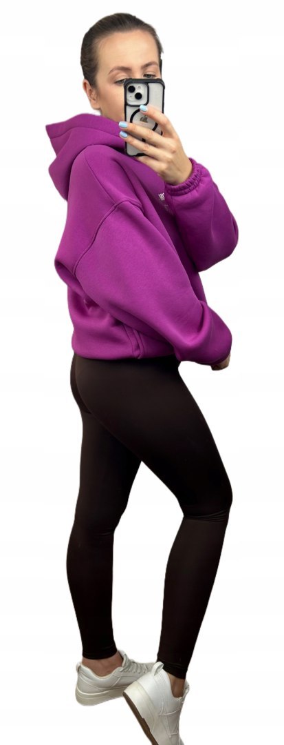 Bluza oversize bawełniana z kapturem fioletowa Millagro- SPECIAL EDITION