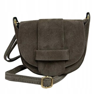 Torebka listonoszka beż taupe crossbody skóra naturalna zamszowa Vera Pelle - LISTO SUEDE
