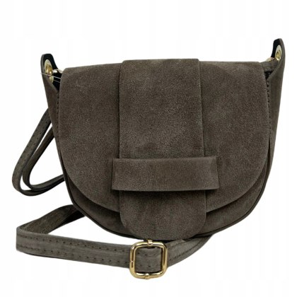 Torebka listonoszka beż taupe crossbody skóra naturalna zamszowa Vera Pelle - LISTO SUEDE