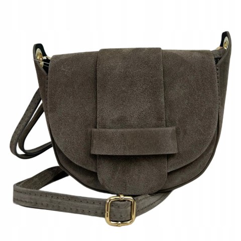 Torebka listonoszka beż taupe crossbody skóra naturalna zamszowa Vera Pelle - LISTO SUEDE