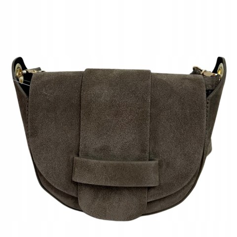 Torebka listonoszka beż taupe crossbody skóra naturalna zamszowa Vera Pelle - LISTO SUEDE