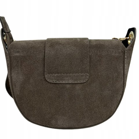 Torebka listonoszka beż taupe crossbody skóra naturalna zamszowa Vera Pelle - LISTO SUEDE