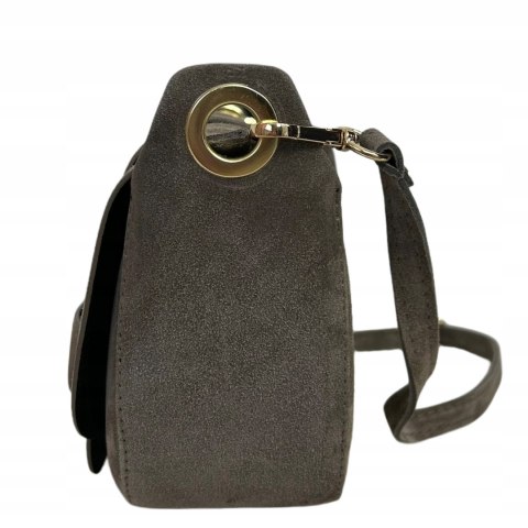 Torebka listonoszka beż taupe crossbody skóra naturalna zamszowa Vera Pelle - LISTO SUEDE