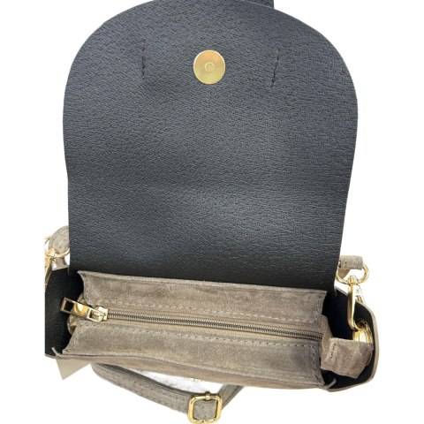 Torebka listonoszka beż taupe crossbody skóra naturalna zamszowa Vera Pelle - LISTO SUEDE