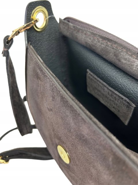 Torebka listonoszka beż taupe crossbody skóra naturalna zamszowa Vera Pelle - LISTO SUEDE