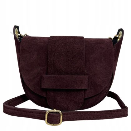 Torebka listonoszka bordowa crossbody skóra naturalna zamszowa Vera Pelle - LISTO SUEDE