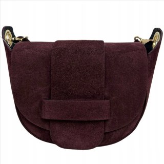 Torebka listonoszka bordowa crossbody skóra naturalna zamszowa Vera Pelle - LISTO SUEDE