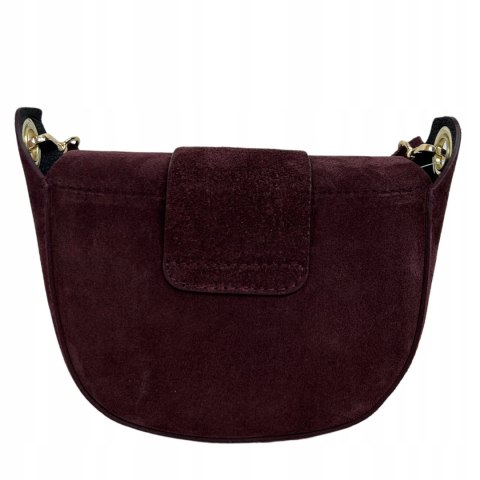 Torebka listonoszka bordowa crossbody skóra naturalna zamszowa Vera Pelle - LISTO SUEDE