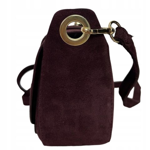 Torebka listonoszka bordowa crossbody skóra naturalna zamszowa Vera Pelle - LISTO SUEDE